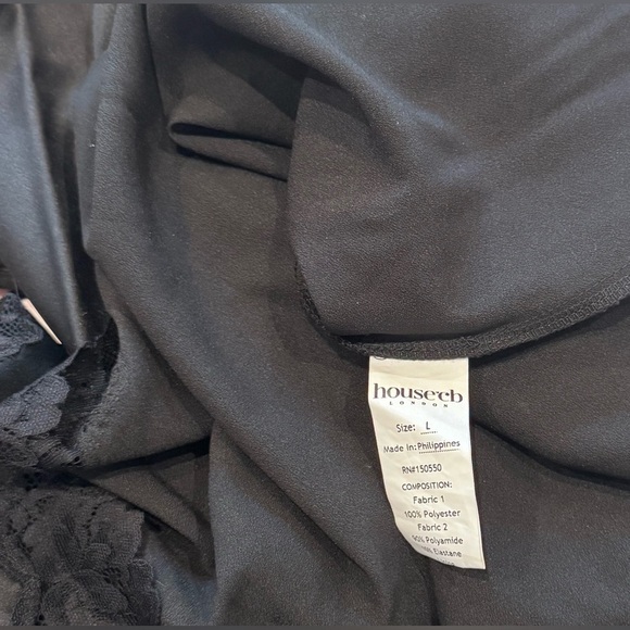 NWOT HOUSE OF CB 'Salma' Black Satin Slip Midi Dress sz. L - Picture 4 of 8